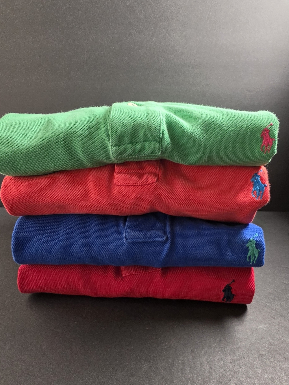 Bundle Of 4 Polo by Ralph Lauren Mens Classic Polo - Green, Red, Blue,Orange